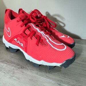 Nike Alpha Menace 3 Shark Low Football Cleats Red Youth Sz 3.5Y CV0581-616